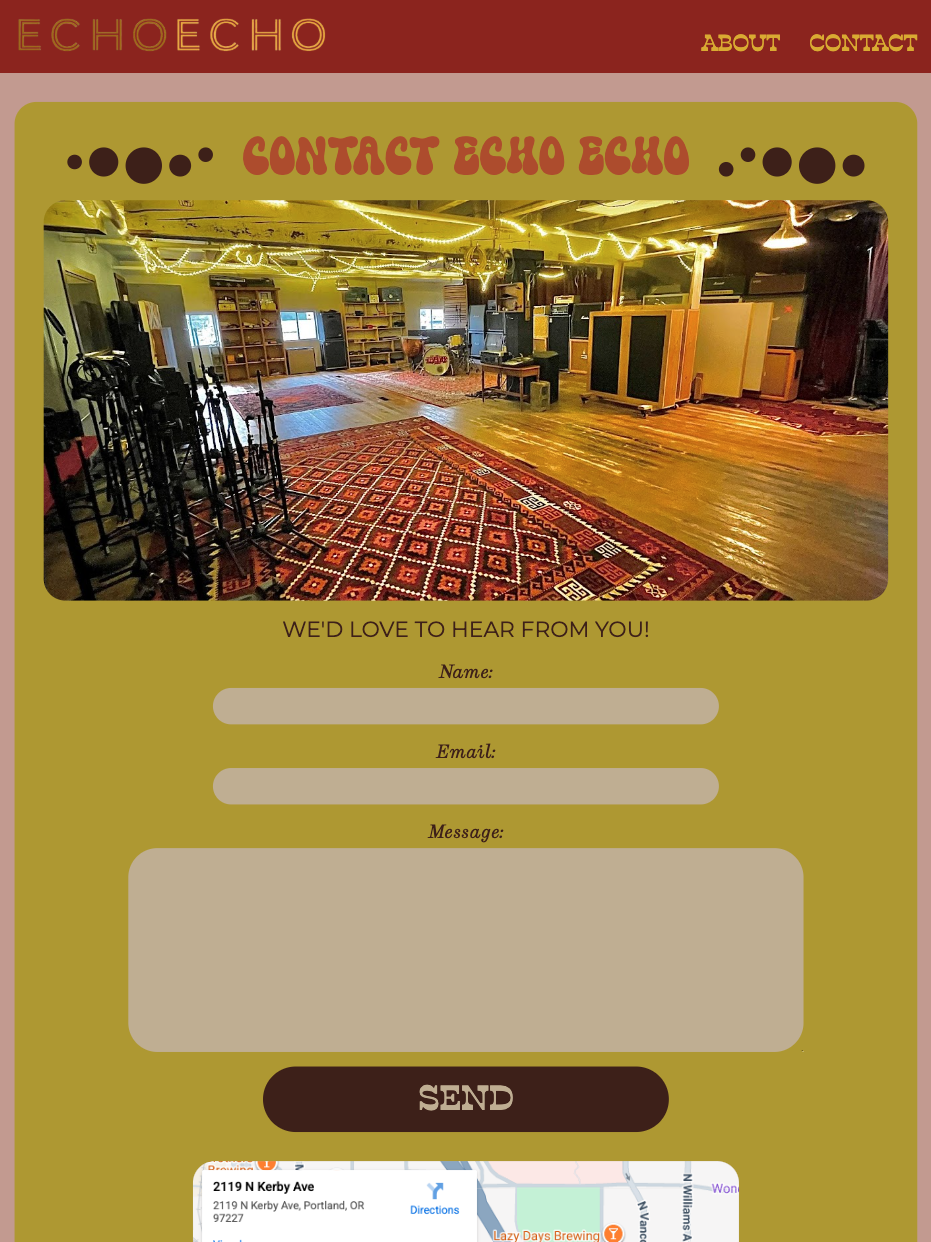 Echo Echo's site on an iPad Pro