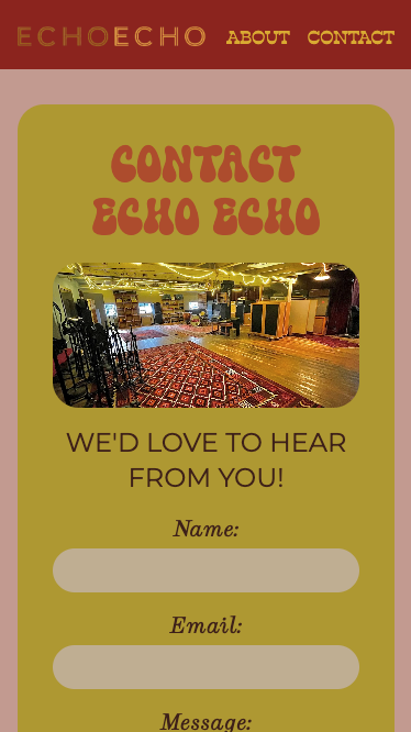 Echo Echo's site on an iPhone SE