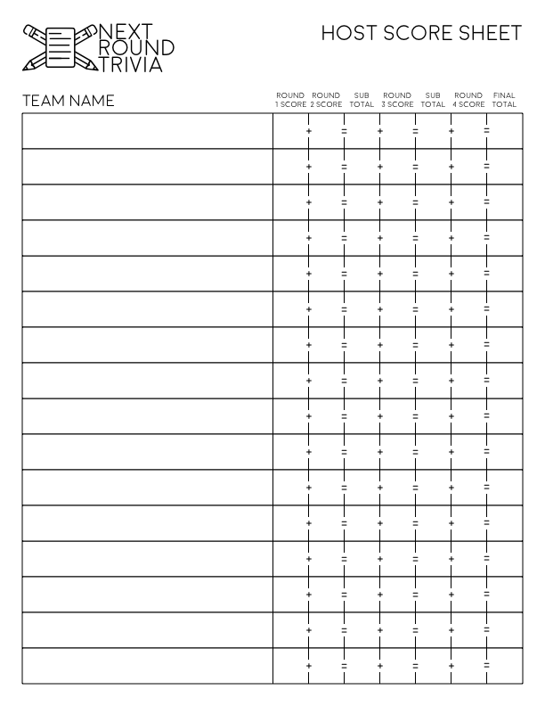 a document designed for Next Round Trivia
